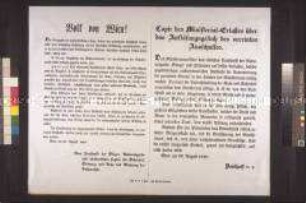 Maueranschlag: Gemeinsame Bekanntmachung des Ministers des Innern und des Sicherheits-Ausschusses über dessen Auflösung; Wien, 23. August 1848