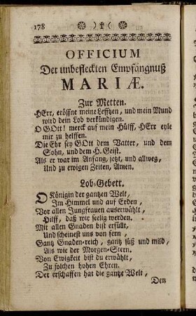 Officium Der unbefleckten Empfangnuß Mariæ