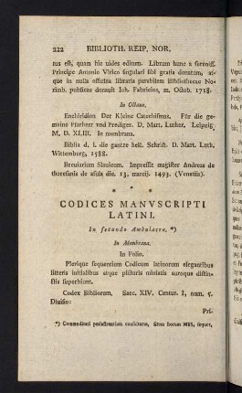 222-256, Codices Manuscripti Latini