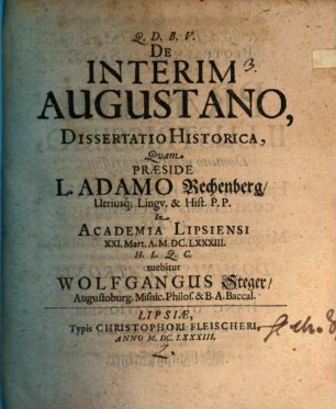De interim Augustano, dissertatio historica