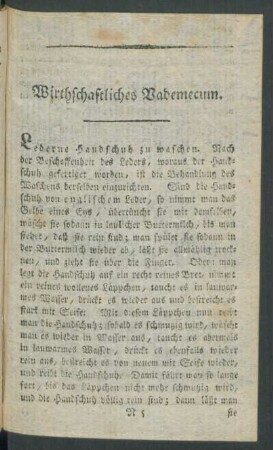 Wirthschaftliches Vademecum