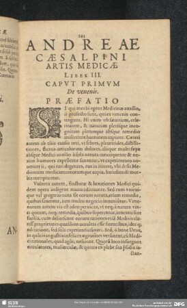 Andreae Caesalpini Artis Medicae Liber III.