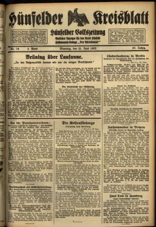 Zweite Ausgabe vom Dienstag, den 21. Juni 1932.