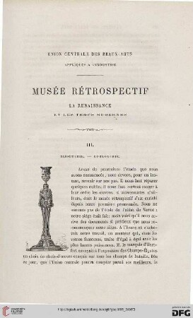 19: Musée rétrospectif, [5], La Renaissance et les temps modernes : Union Centrale des Beaux-Arts Appliqués à l'Industrie