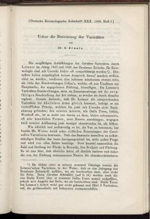 Ueber die Benennung der Varietäten