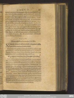 Cap. IV. De modalibus secundario dictis.