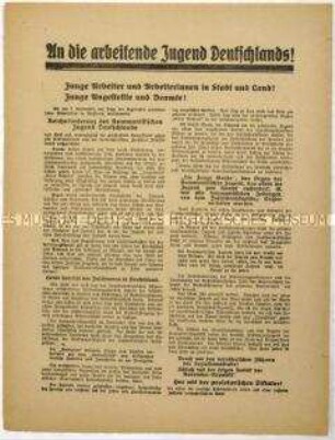 Aufruf der Reichskonferenz der Kommunistischen Jugend Deutschlands zur Revolution