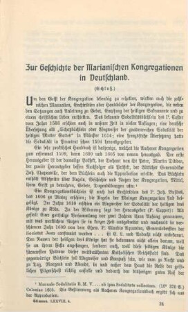 377-387 Zur Geschichte der Marianischen Kongregationen in Deutschland : Schluß