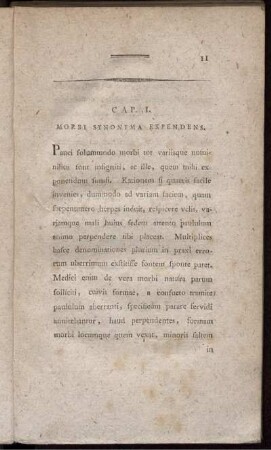 Cap. I. Morbi synonyma expendens.