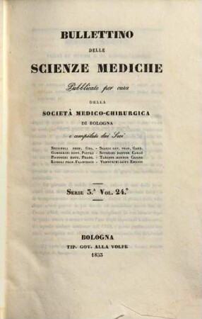 Bullettino delle scienze mediche. 24. 1853