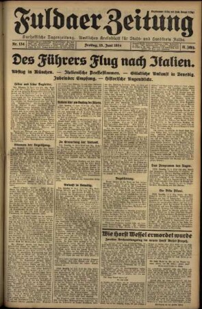 Erste Ausgabe vom Freitag, den 15. Juni 1934.