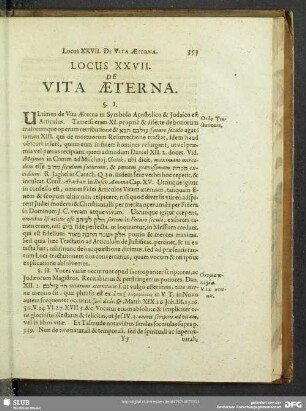 Locus XXVII. De Vita Aeterna