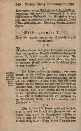 Von der Litisdenunciation, Adcitation und Nomination.