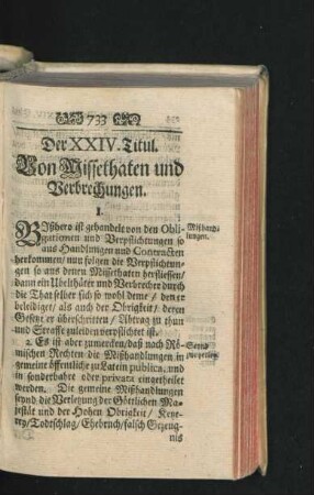 Der XXIV. Titul. Von Missethaten und Verbrechungen.