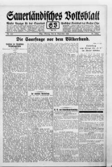 Sauerländisches Volksblatt : aeltester Anzeiger des Sauerlandes : ueber 100 Jahre Heimat- und Kreisblatt im Kreise Olpe : Tageszeitung für Politik, Unterhaltung und Belehrung