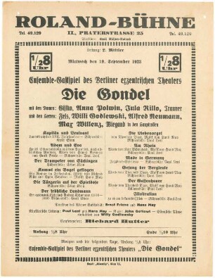 Die Gondel. Gastspiel in Wien