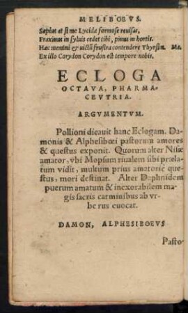 Ecloga Octava, Pharmaceutria.
