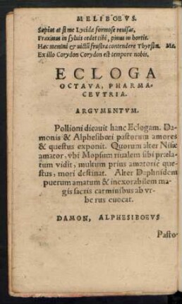 Ecloga Octava, Pharmaceutria.