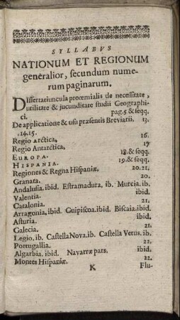 Syllabus Nationum Et Regionum generalior, secundum numerum paginarum