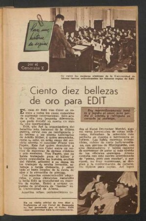 Ciento diez bellezas de oro para Edit : Para una historia de espías