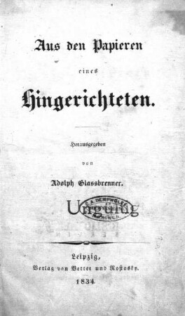 Aus den Papieren eines Hingerichteten