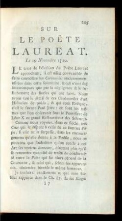 Sur Le Poete Laureat