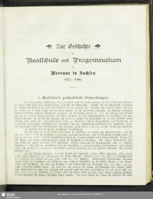 Zur Geschichte der Realschule mit Progymnasium zu Merane in Sachsen 1875- 1900
