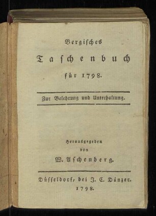 1798: Bergisches Taschenbuch für 1798