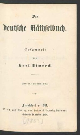 Sammlung 2: Das deutsche Räthselbuch