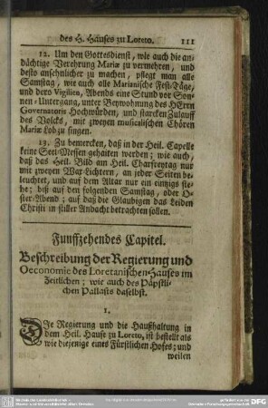 Funffzehndes Capitel. Beschreibung der Regierung und Oeconomie des Loretanischen Hauses im Zeitlichen; wie auch des Päpstlichen Pallastes daselbst
