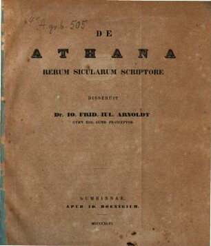 De Athana rerum Sicularum scriptore