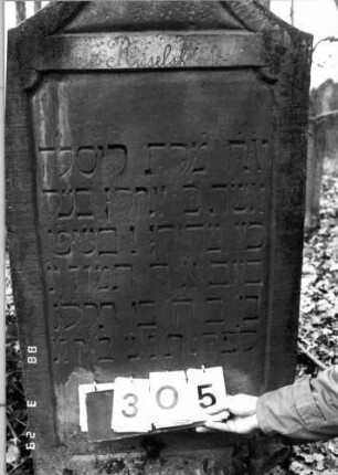 Grabstein 305 (Index: 99904385) Material: Sandstein Maße HxBxT: 137x62x12 cm: Grabstein 305 (Nachholaufnahme)