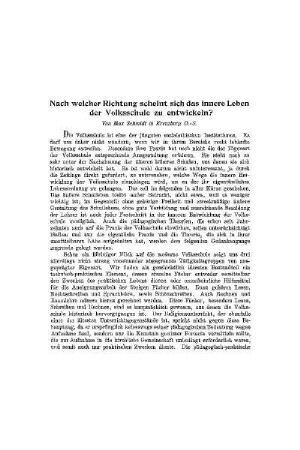Nach welcher Richtung scheint sich das innere Leben der Volksschule zu entwickeln?