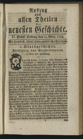 XI. Stück. Coburg, den 14. Merz. 1753.