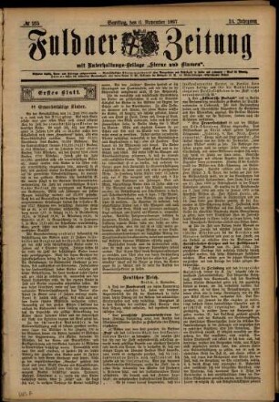 Erste Ausgabe vom Samstag, den 06. November 1897.