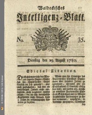 No. 35, Dienstag den 29. August 1780