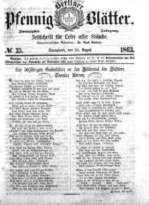 No. 35, Sonnabend, den 29. August 1863