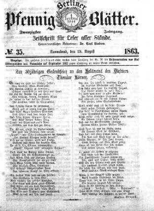 No. 35, Sonnabend, den 29. August 1863