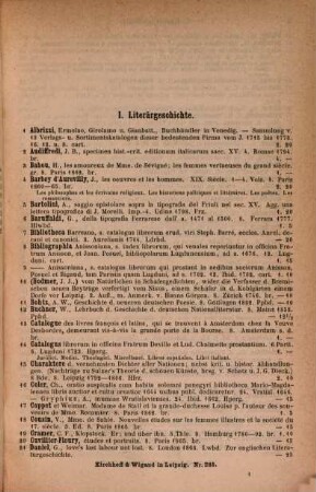 Antiquarisches Bücherlager von Kirchhoff & Wigand in Leipzig. 285. 1870
