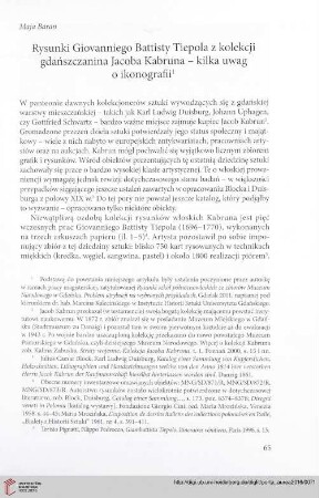 Rysunki Giovanniego Battisty Tiepola z kolekcji gdańszczanina Jacoba Kabruna - kilka uwag o ikonografii