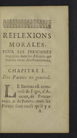 Chapitre I. Des Parties en general.