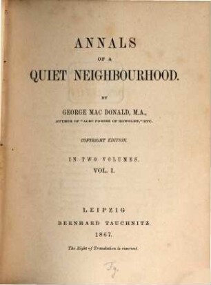 Annals of a quiet neighbourhood, 1