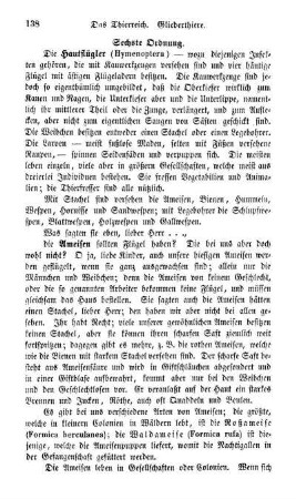 Sechste Ordnung. Die Hautflügler (Hymenoptera)