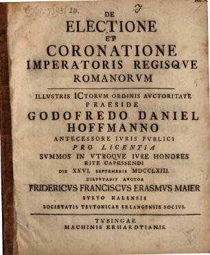 De Electione Et Coronatione Imperatoris Regisqve Romanorvm