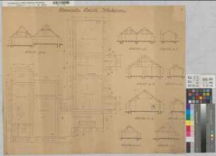 Wocklum (Balve) Chemische Fabrik Schnitte, Grundriß 1908 1 : 100 65 x 81 Pause Landsberg-Velensches Bauamt Landsberg-Velen