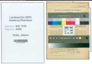Entnazifizierung Johann Smits , geb. 05.10.1898 (Tabakhaendler)