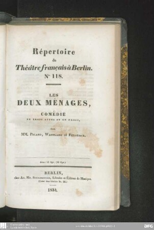 Les deux ménages : comédie en trois actes et en prose