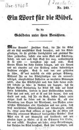 Ein Wort für die Bibel : An die Gebildeten unter ihren Verächtern