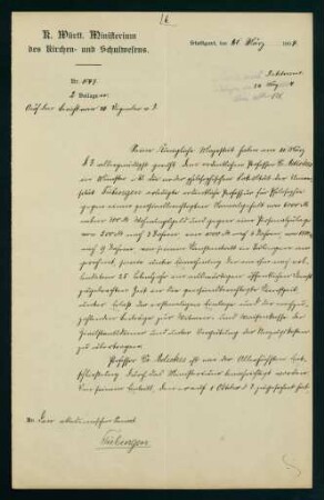 Mitteilung die Bezüge betreffend (31.03.1904)