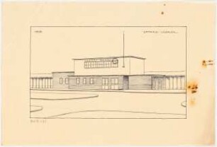 Empfangsgebäude an einer Vorortbahn Monatskonkurrenz Mai 1929: Perspektivische Ansicht